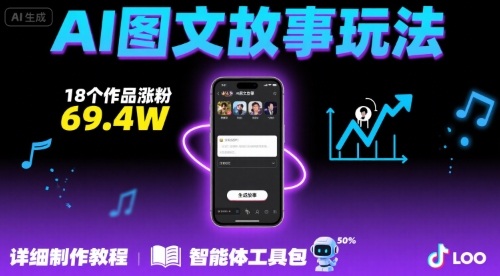 抖音爆火的ai图文故事玩法，18个作品涨粉69.4W，详细制作教程+智能体-得贵网赚
