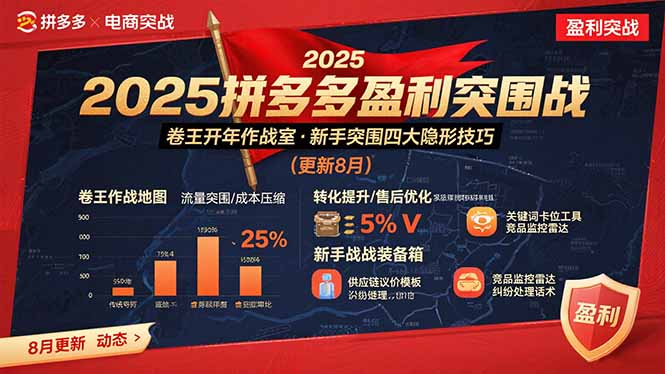 2025拼多多盈利突围战：卷王开年作战室，新手突围四大隐形技巧(更新8月-得贵网赚
