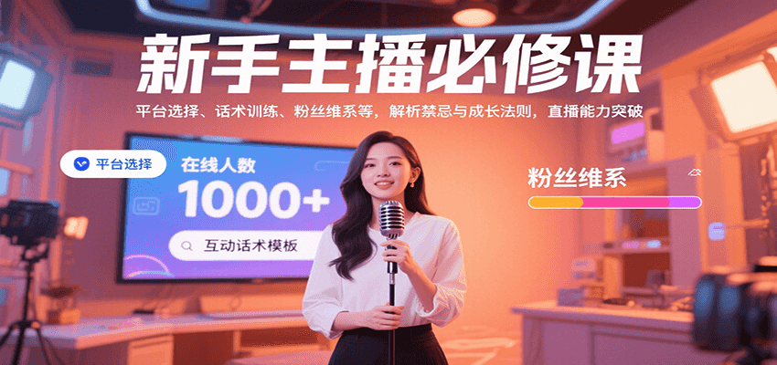 新手主播必修课：平台选择、话术训练、粉丝维系等，解析禁忌与成长法则，突破直播能力-得贵网赚