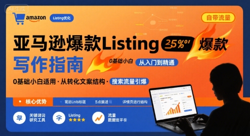 亚马逊爆款Listing写作方法，亚马逊0基础小白也能写爆款自带流量的Listing-得贵网赚