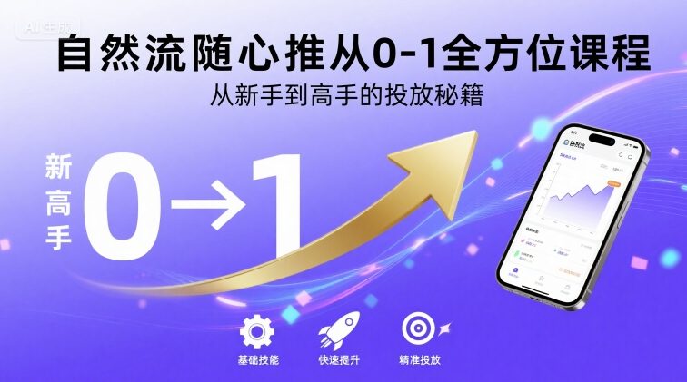 自然流随心推从0-1全方位课程，从新手到高手的投放秘籍-得贵网赚