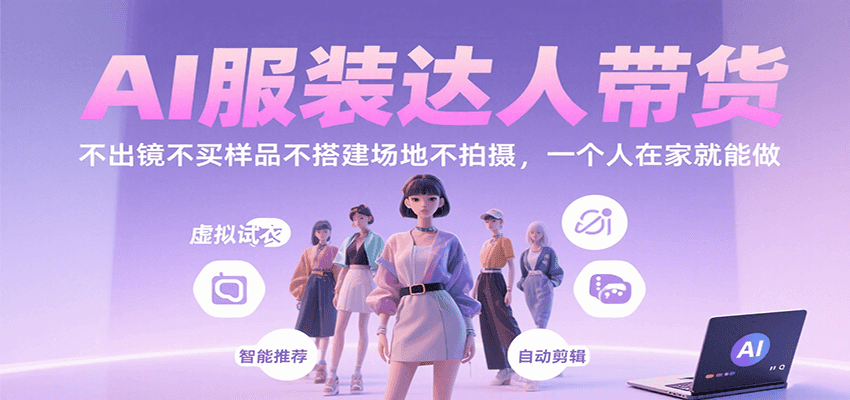 AI服装达人带货，不出镜不买样品不搭建场地不拍摄，一个人在家就能做-得贵网赚