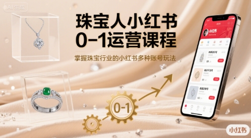 珠宝人小红书0-1运营课程，掌握珠宝行业的小红书多种账号玩法-得贵网赚