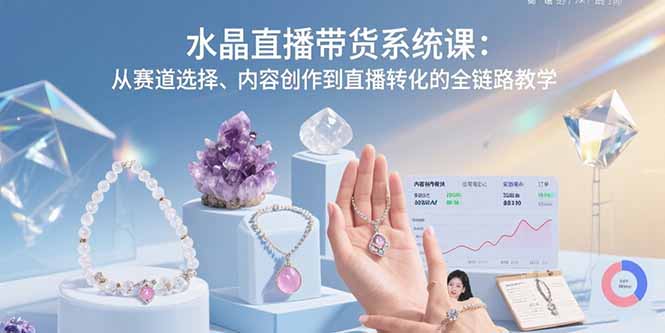 水晶直播带货系统课：从赛道选择、内容创作到直播转化的全链路教学-得贵网赚