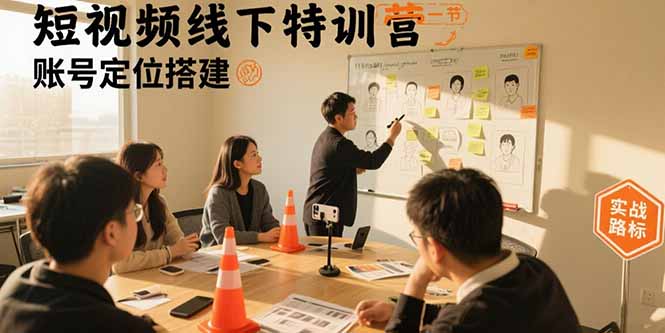 短视频线下特训营：账号定位搭建/口播号拍摄剪辑/直播间流量入口/变现实战-得贵网赚
