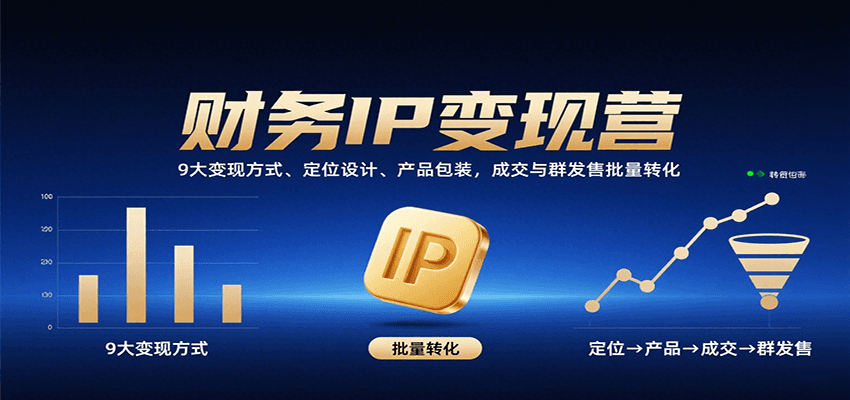 财务IP变现营：9大变现方式、定位设计、产品包装，成交与群发售批量转化-得贵网赚