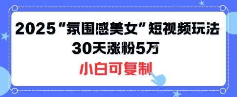 不露脸也能火！2025“氛围感美女”短视频玩法，30天涨粉5W小白可复制-得贵网赚