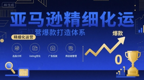 亚马逊精细化运营爆款打造体系，视频课+全套资料文档-得贵网赚
