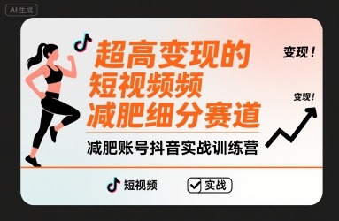 超高变现的短视频减肥细分赛道，减肥账号抖音实战训练营-得贵网赚