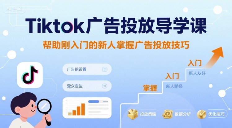 Tiktok广告投放导学课，帮助刚入门的新人掌握广告投放技巧-得贵网赚