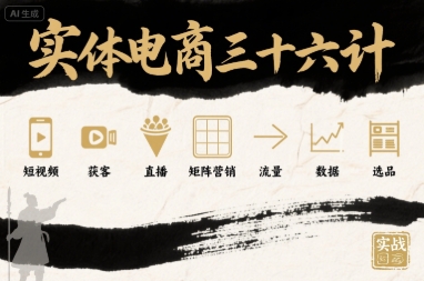 实体电商三十六计，短视频-获客-直播-矩阵营销-流量-数据-选品-得贵网赚