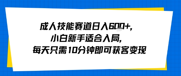 成人技能赛道日入多张，小白新手适合入局，每天只需10分钟即可获客变现-得贵网赚