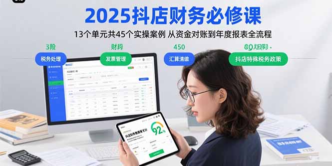 2025抖店财务必修课：13个单元共45个实操案例 从资金对账到年度报表全流程-得贵网赚