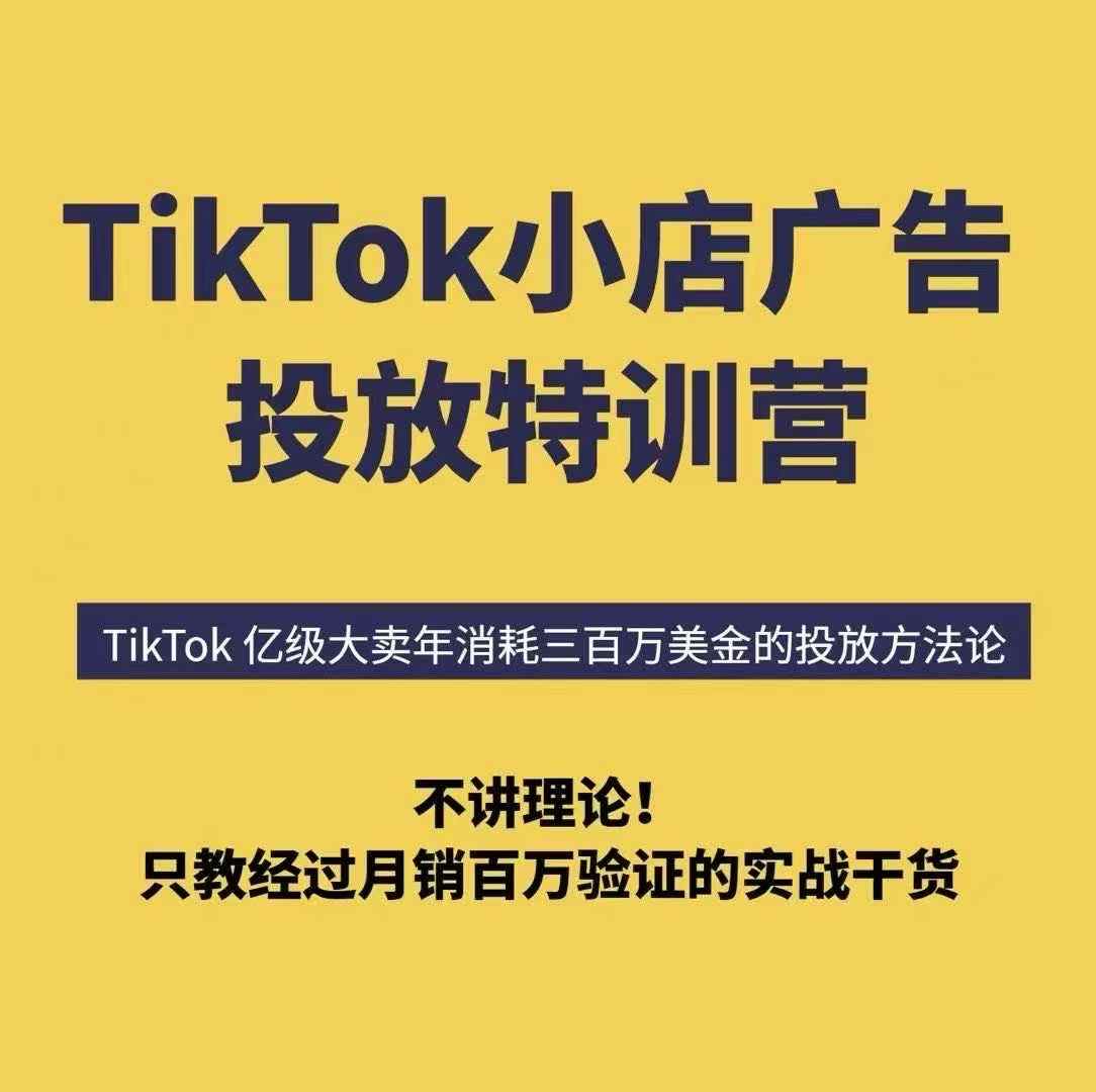 TikTok小店广告投放特训营，6天破局计划专治各种“投不动”，教你经过月销百万验证的实战干货-得贵网赚