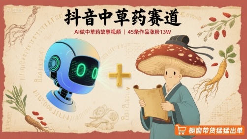抖音中草药赛道，用AI做中草药故事视频，45条作品涨粉13W，橱窗带货猛猛出单-得贵网赚