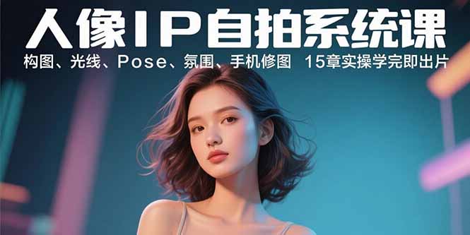人像IP自拍系统课：构图、光线、Pose、氛围、手机修图 15章实操学完即出片-得贵网赚