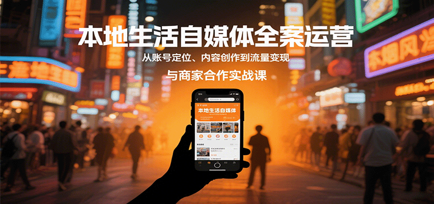 本地生活自媒体全案运营，从账号定位、内容创作到流量变现与商家合作实战课-得贵网赚