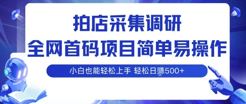 拍店采集调研，全网首码项目，简单易操作， 小白也能轻松上手，多账号操作，轻松日入5张【揭秘】-得贵网赚