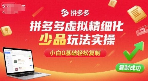 拼多多虚拟精细化少品玩法实操，小白0基础轻松复制-得贵网赚