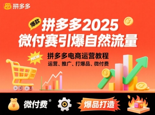 拼多多2025微付赛引爆自然流量，拼多多电商运营教程，运营、推广、打爆品、微付费-得贵网赚
