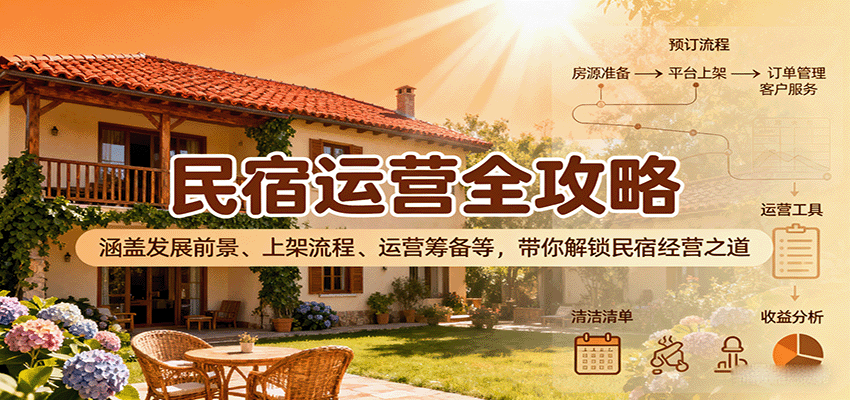 民宿运营全攻略：涵盖发展前景、上架流程、运营筹备等，带你解锁民宿经营之道-得贵网赚