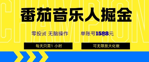 番茄音乐人掘金，单账号最高可撸1k+，可无限矩阵去做，零投入-得贵网赚