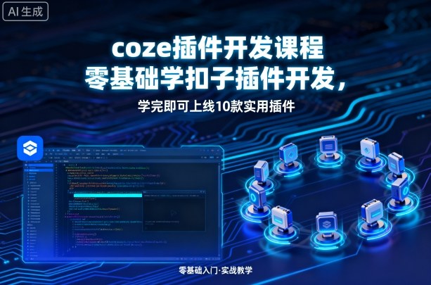 coze插件开发课程，零基础学扣子插件开发，学完即可上线10款实用插件-得贵网赚