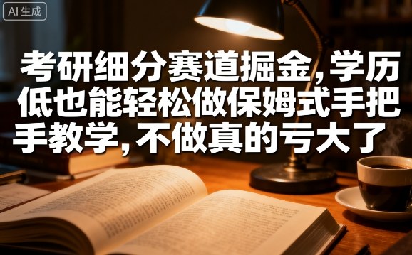 考研细分赛道掘金，日入1k+，学历低也能轻松做保姆式手把手教学，不做真的亏大了【揭秘】-得贵网赚