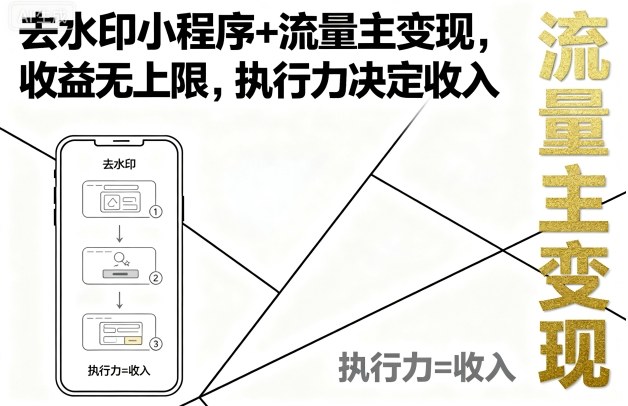 去水印小程序+流量主变现，收益无上限，执行力决定收入-得贵网赚