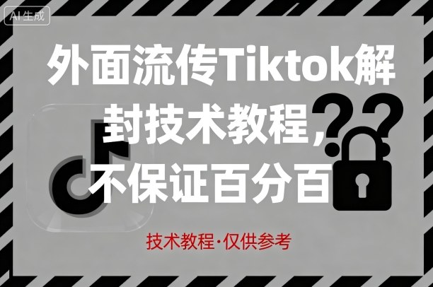外面流传Tiktok解封技术教程，不保证百分百，具体自测-得贵网赚