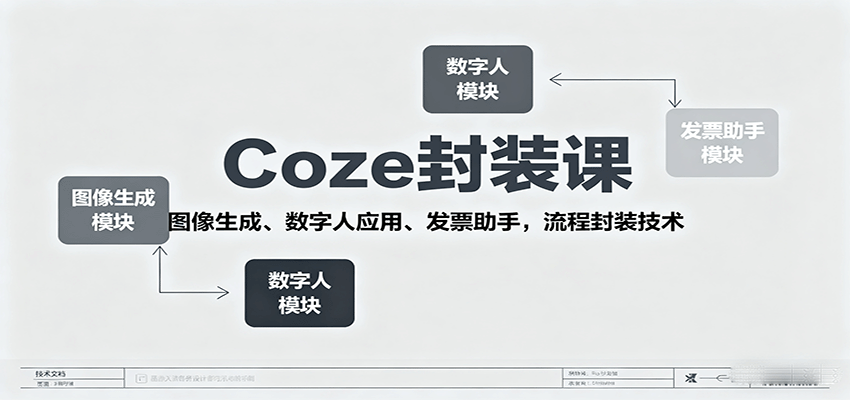 Coze封装课，图像生成、数字人应用、发票助手，流程封装技术-得贵网赚