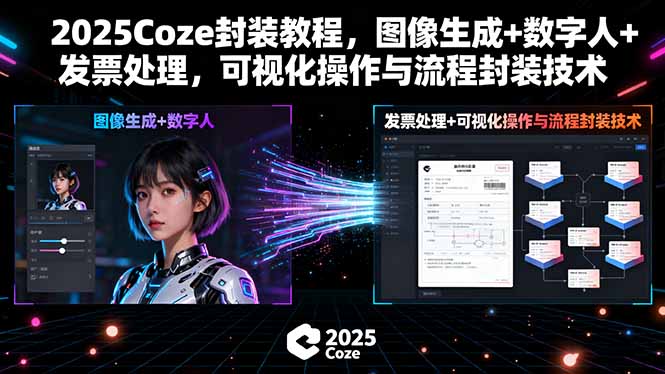 2025Coze封装教程，图像生成+数字人+发票处理，可视化操作与流程封装技术-得贵网赚