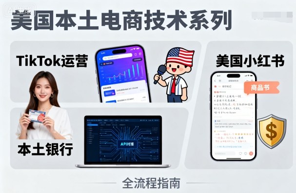 美国本土电商技术，Tiktok 运营篇+美国小红书篇+本土银行篇-得贵网赚