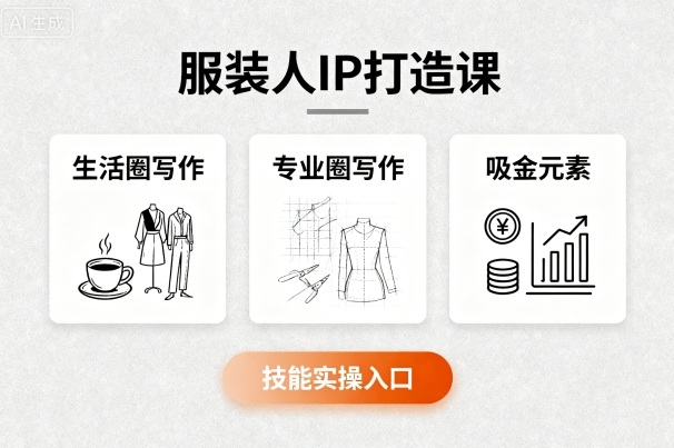 服装人IP打造课，文案创富+生活圈写作+专业圈写作+服装人专属+吸金元素+技能实操-得贵网赚
